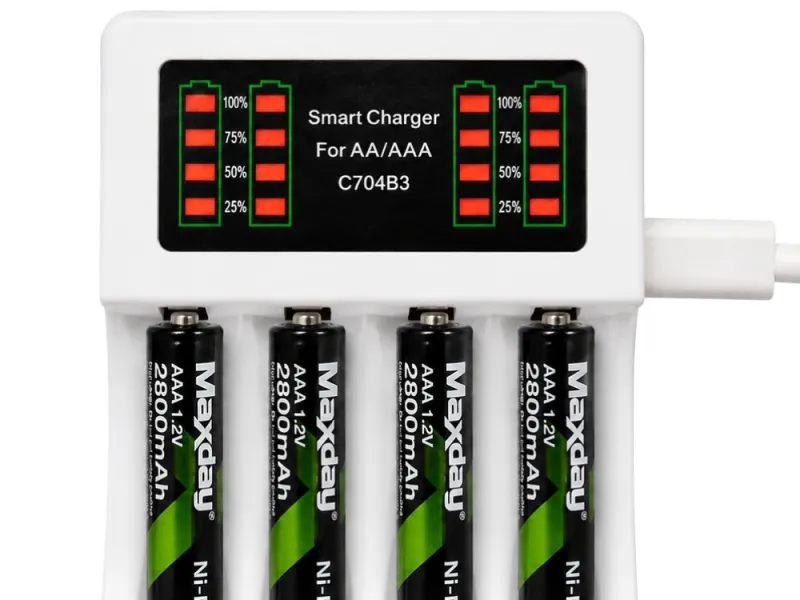 Зарядно за акумулаторни батерии AA и AAA с USB-C и 4 гнезда — снимка 3