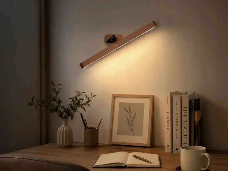 Магнитна LED нощна лампа за стена, дървена, с USB-C — снимка 2