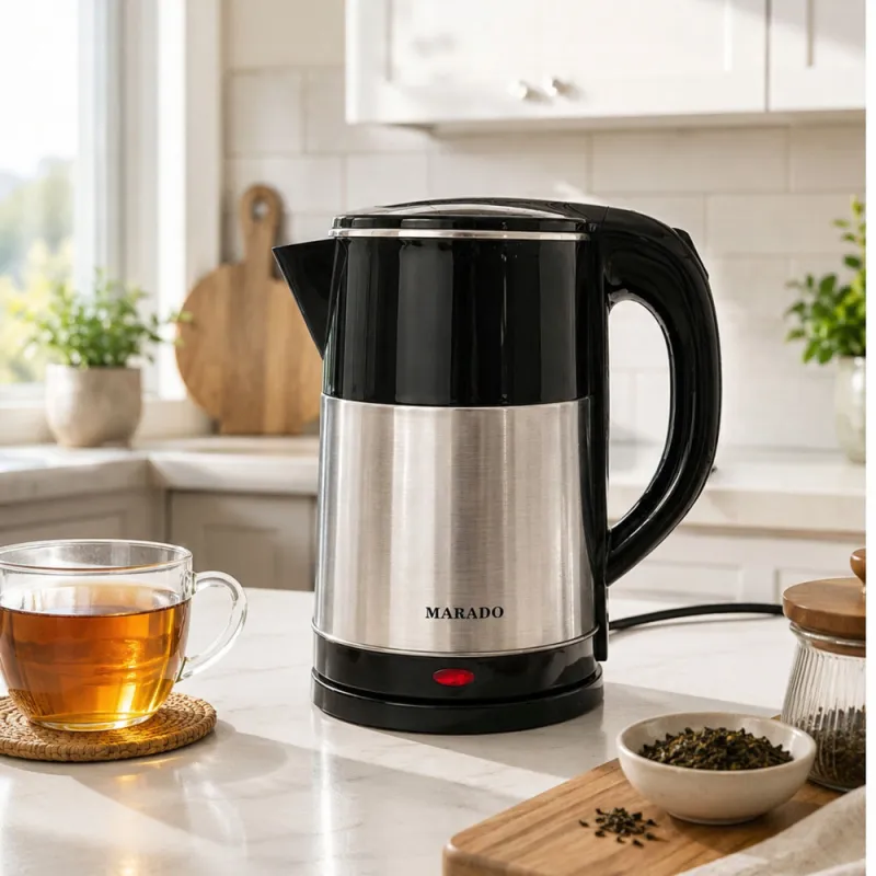 Електрическа кана за вода 2,5 л, 1500 W, стомана, черна — снимка 2