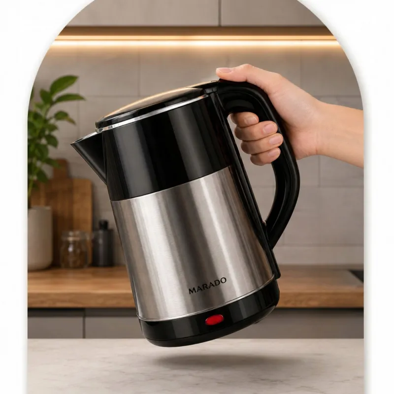 Електрическа кана за вода 2,5 л, 1500 W, стомана, черна — снимка 3