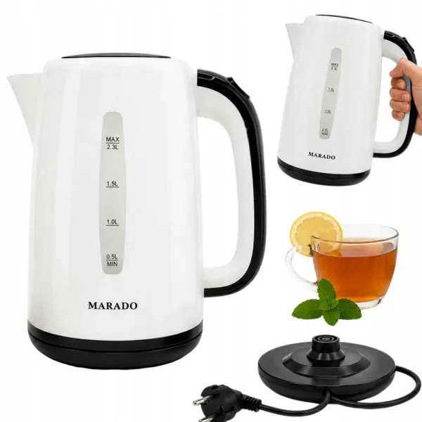 Безжична електрическа кана 2,3 л, 1500 W, бяла