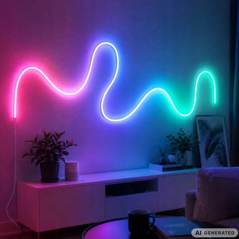 LED неонова лента RGBIC 5 м с Bluetooth, приложение и дистанционно — снимка 3