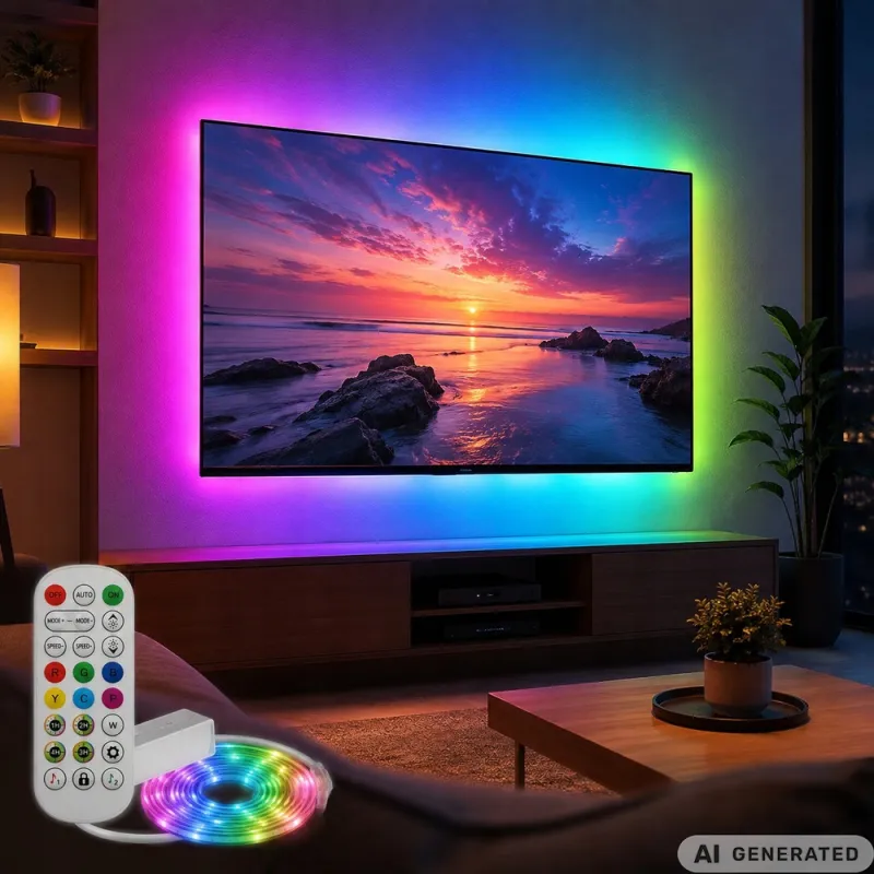 Неонова RGB LED лента 5 м с Bluetooth и дистанционно — снимка 2
