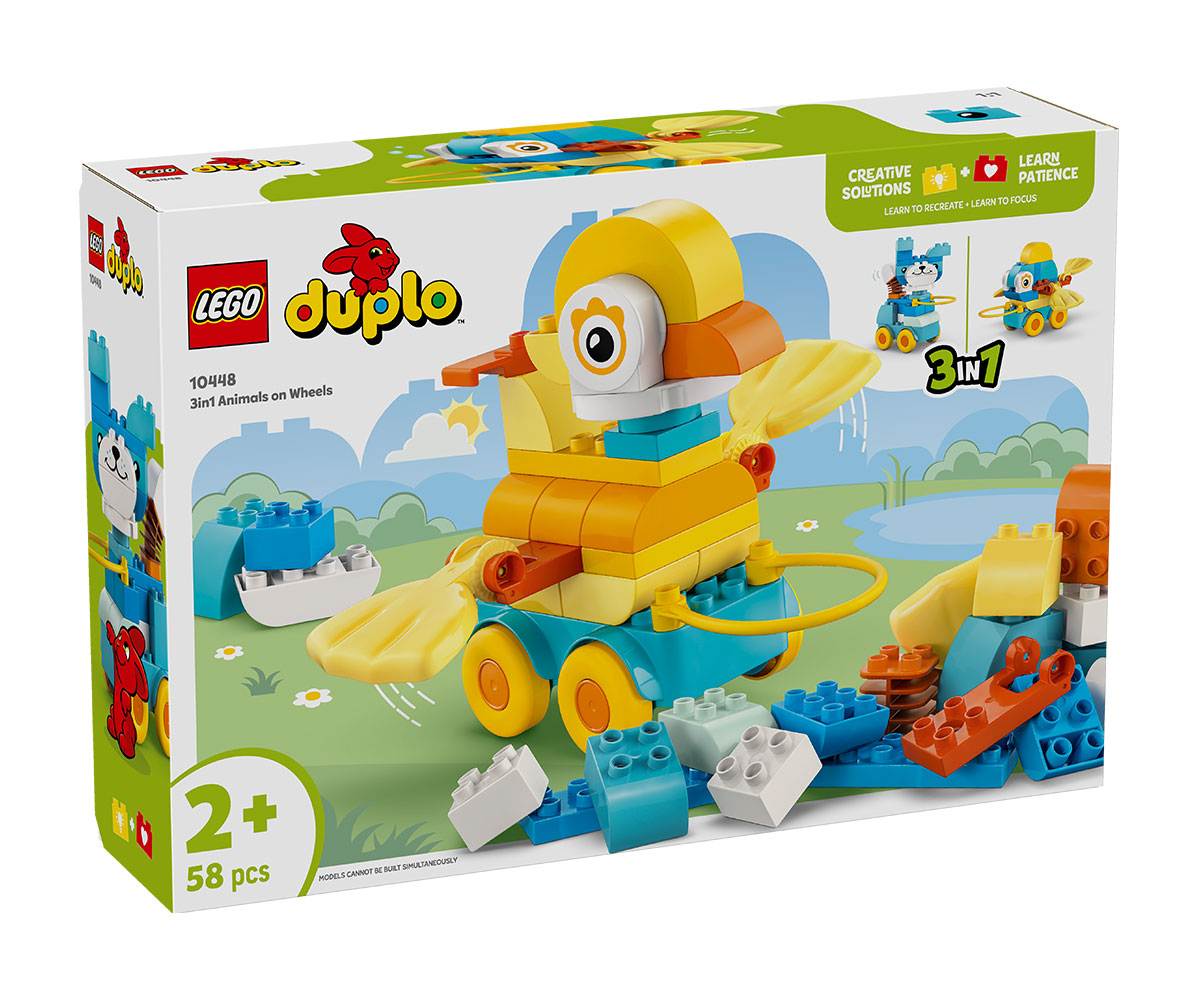 Конструктор LEGO DUPLO 10448 Животни на колела „3 в 1“, 58 части