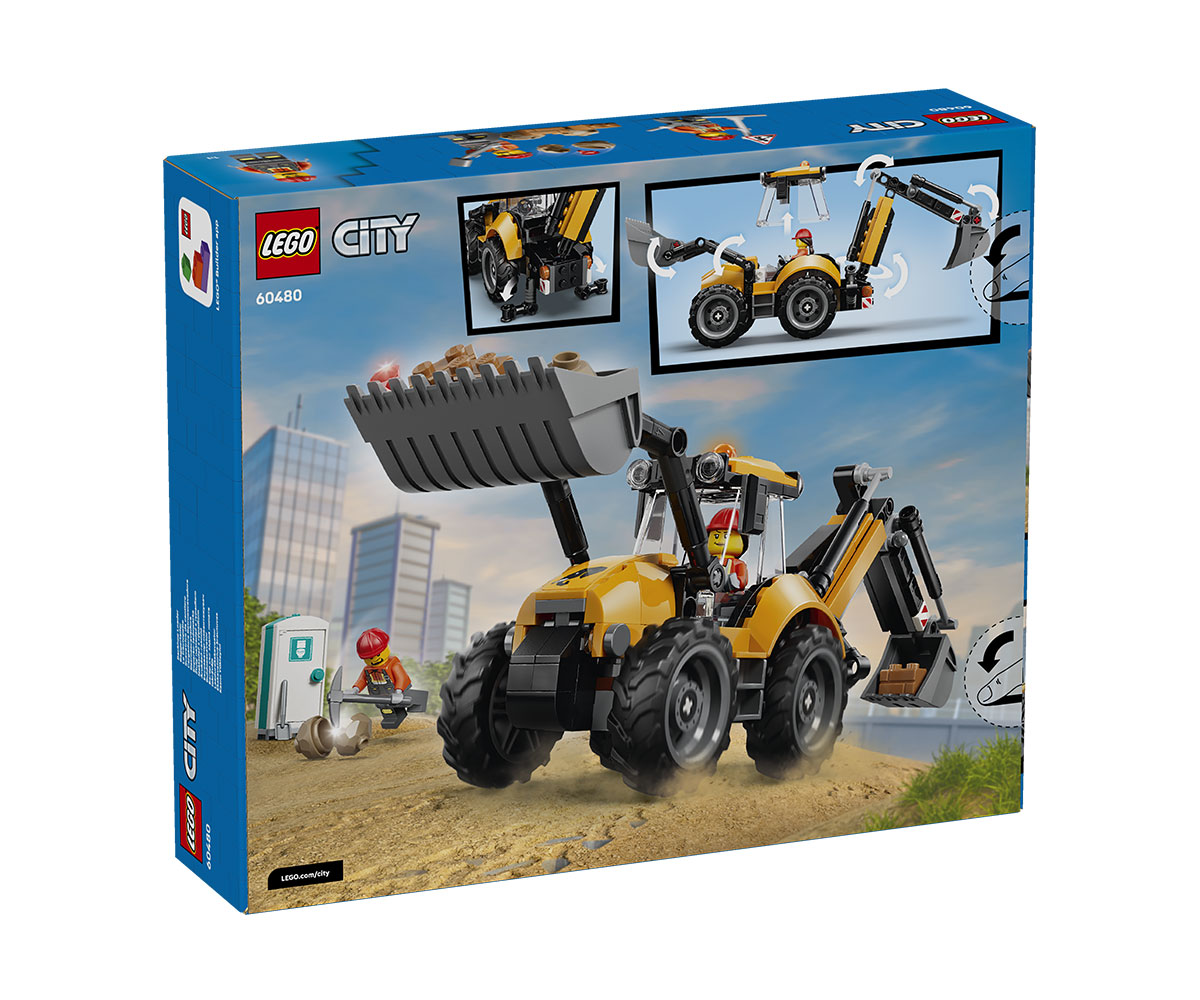 LEGO City 60480 Жълт багер със задна лопата, 301 части