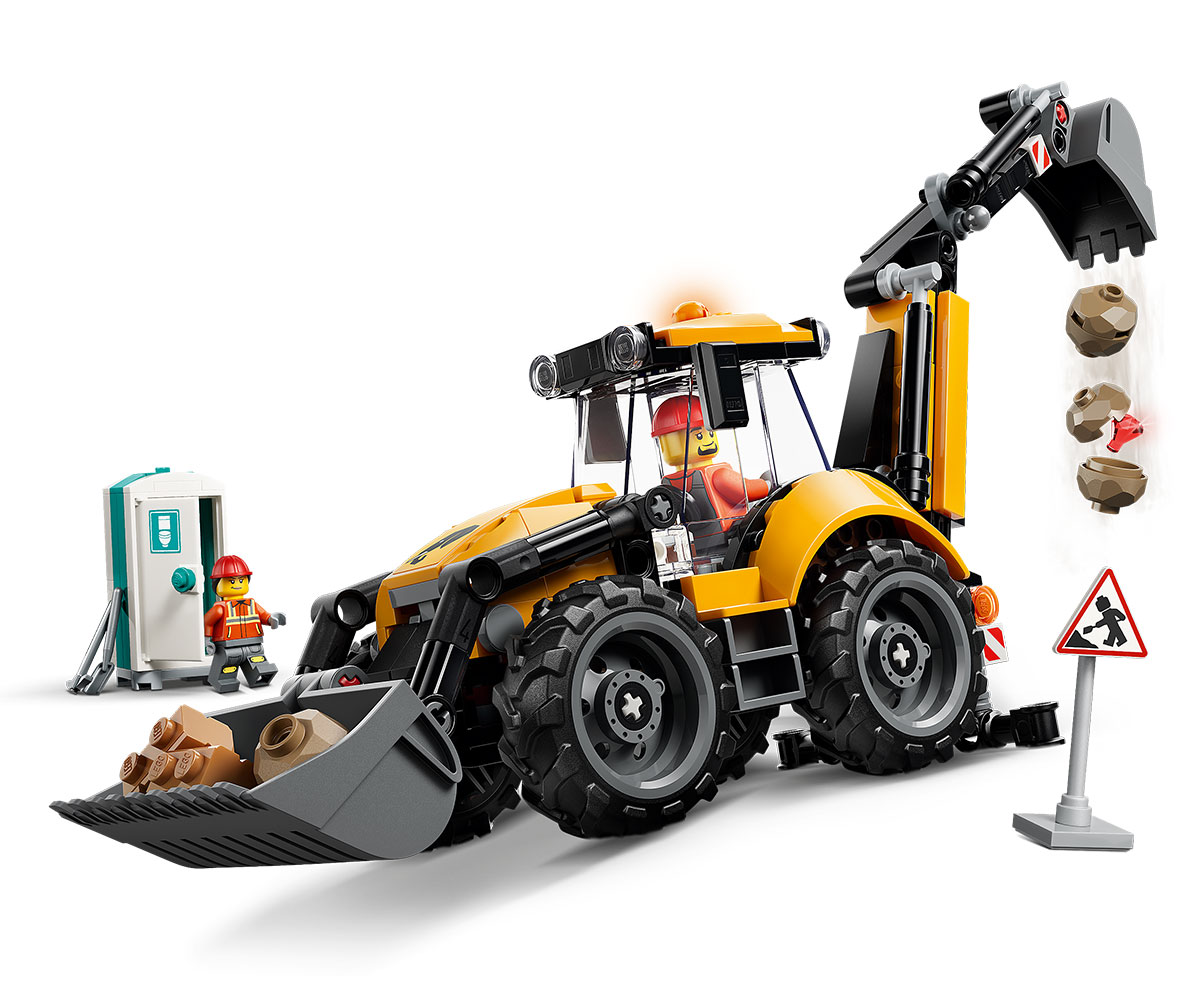 LEGO City 60480 Жълт багер със задна лопата, 301 части