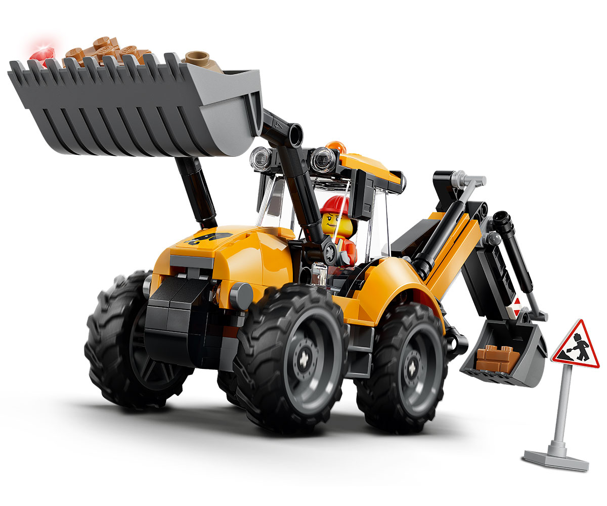 LEGO City 60480 Жълт багер със задна лопата, 301 части