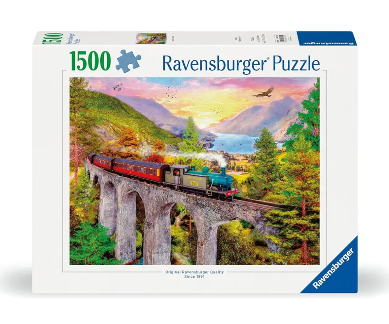 Пъзел Ravensburger 1500 части – Пътуване с влак през есента