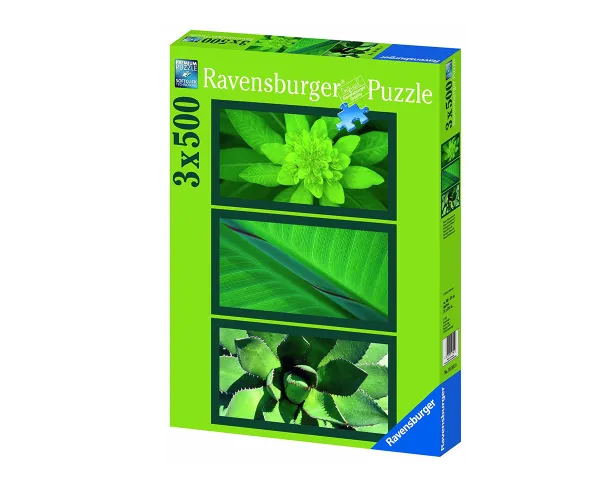 Пъзел Ravensburger 3 x 500 части – Картини в зелено