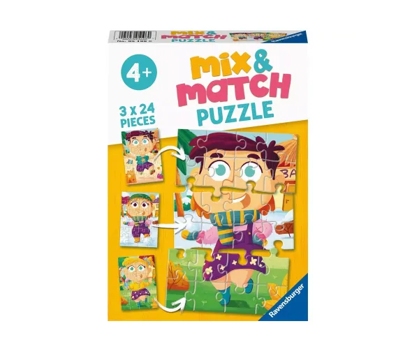 Пъзел Ravensburger Mix&Match 3x24 части – Цветни дрехи