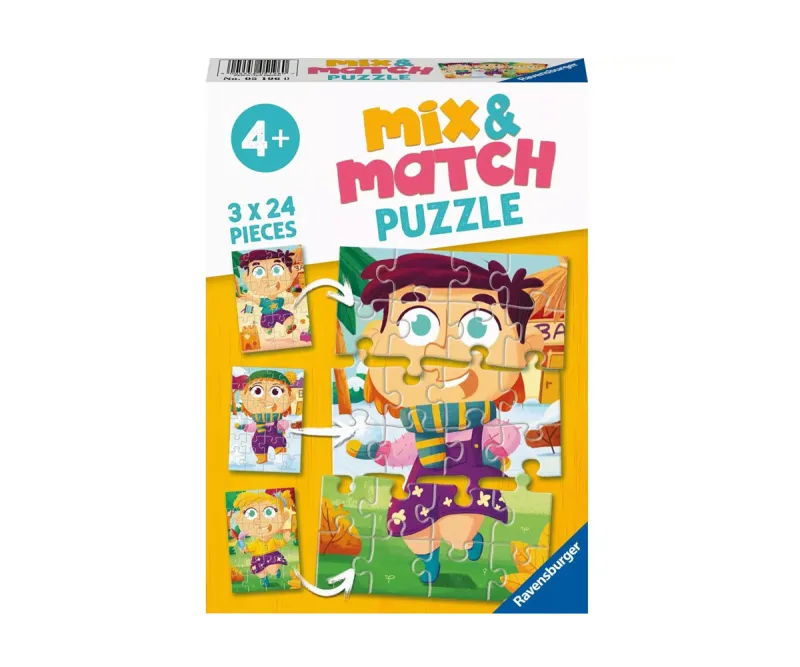 Пъзел Ravensburger Mix&Match 3x24 части – Цветни дрехи