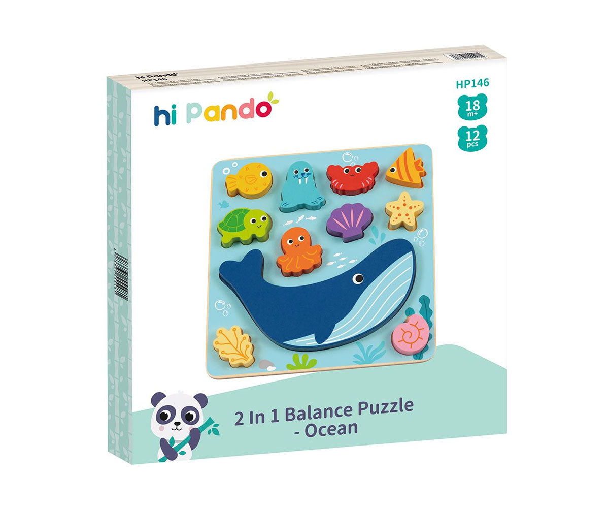 Дървен пъзел hi Pando с дръжки, 7 елемента