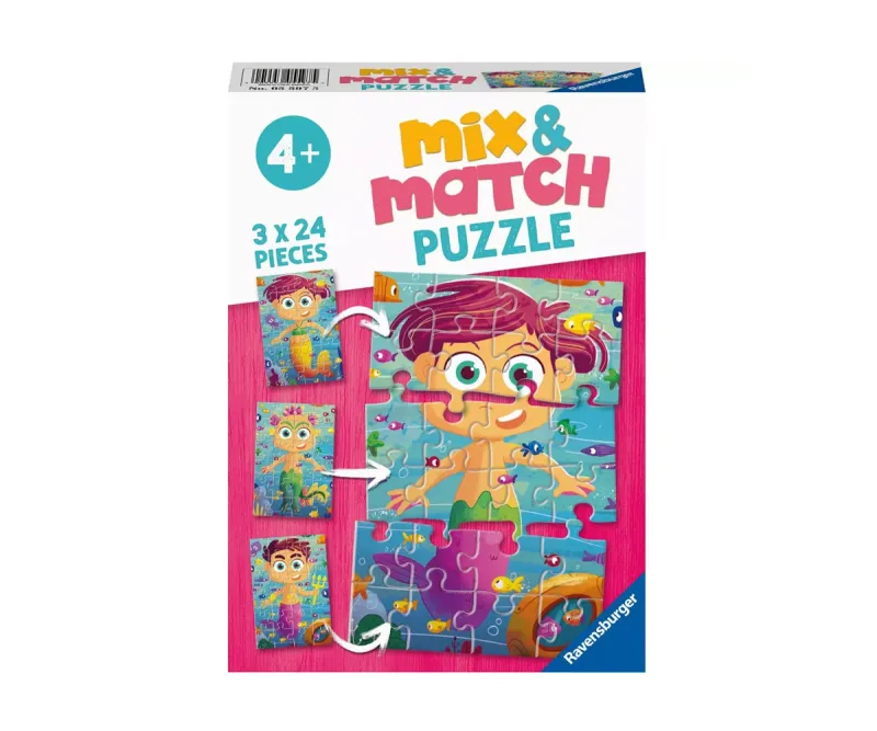 Пъзел Ravensburger 3x24 части – Русалки и морски чудовища