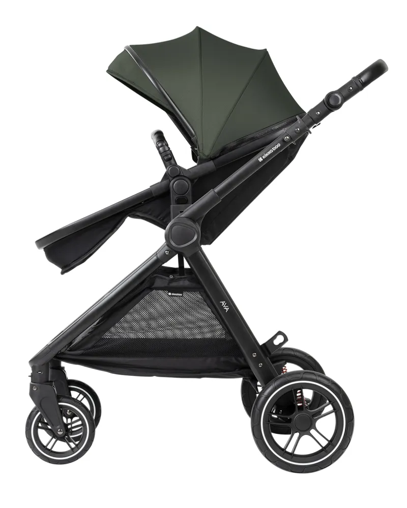 Комбинирана количка 3в1 с кош за новородено Ava Army Green