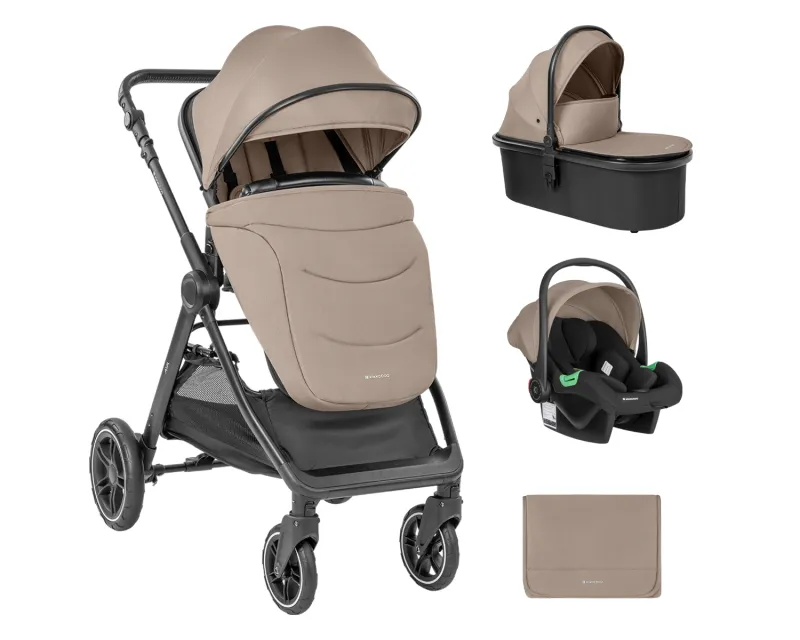 Комбинирана количка 3в1 с кош за новородено Ava Beige