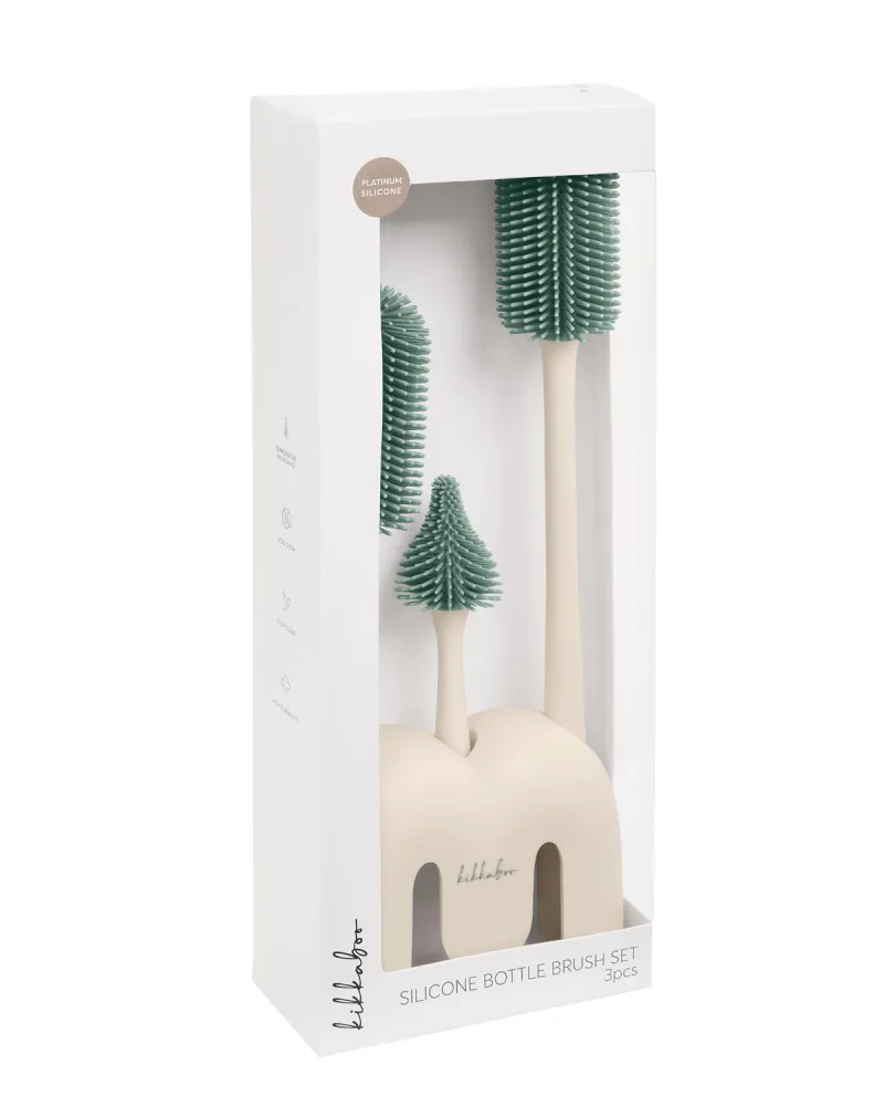 Сет четки за шишета 3 бр с поставка Platinum Silicone Sage