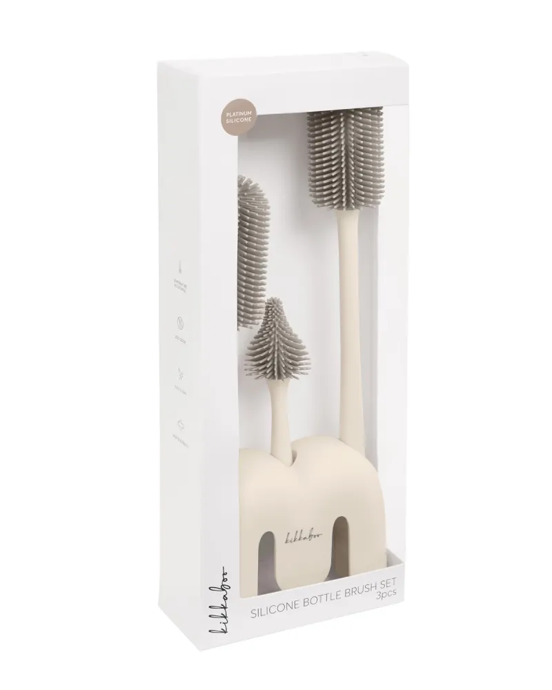 Сет четки за шишета 3 бр с поставка Platinum Silicone Sand
