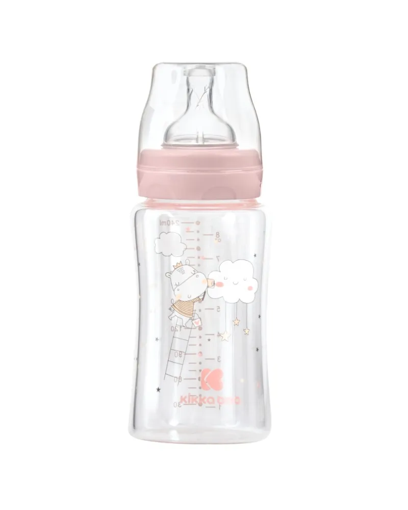 Шише стъклено 240мл Hippo Dreams Pink