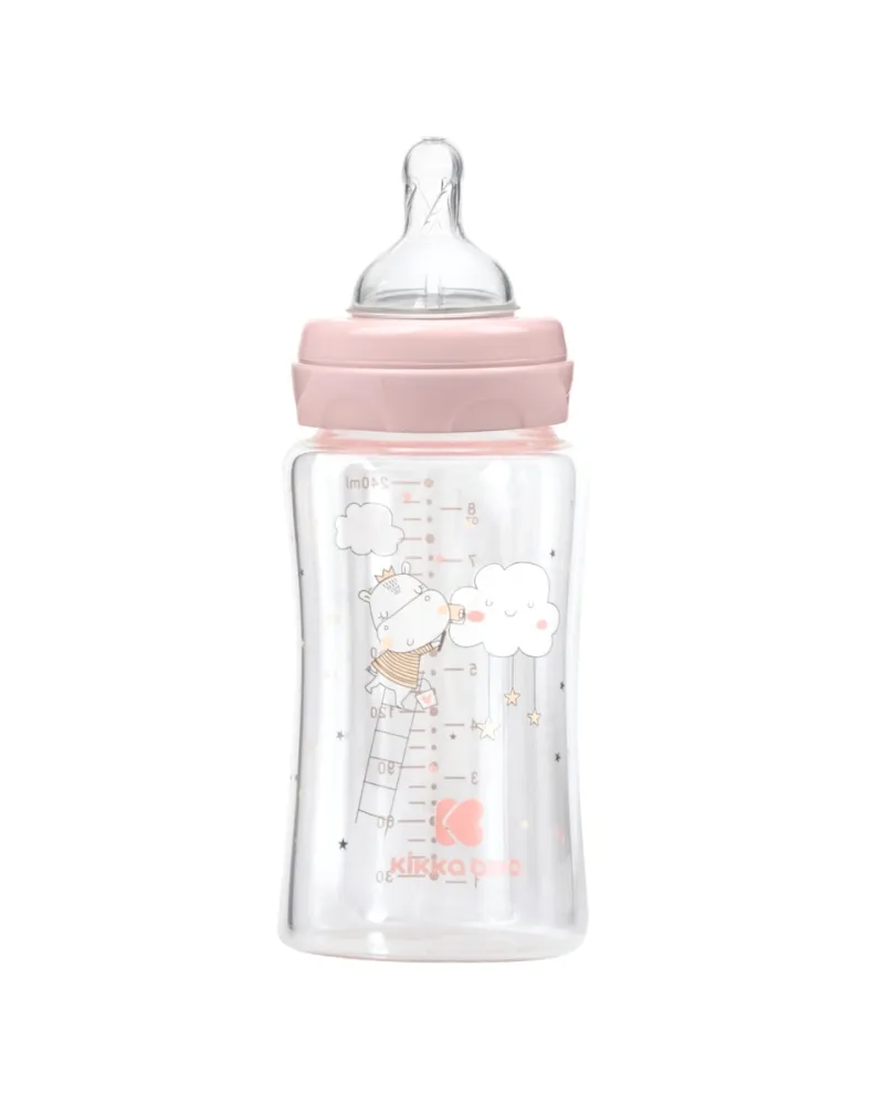 Шише стъклено 240мл Hippo Dreams Pink