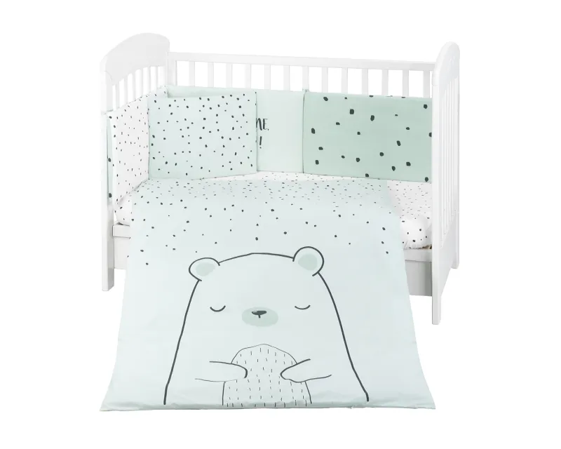 Бебешки спален комплект 6 части 70/140 Bear with me Mint