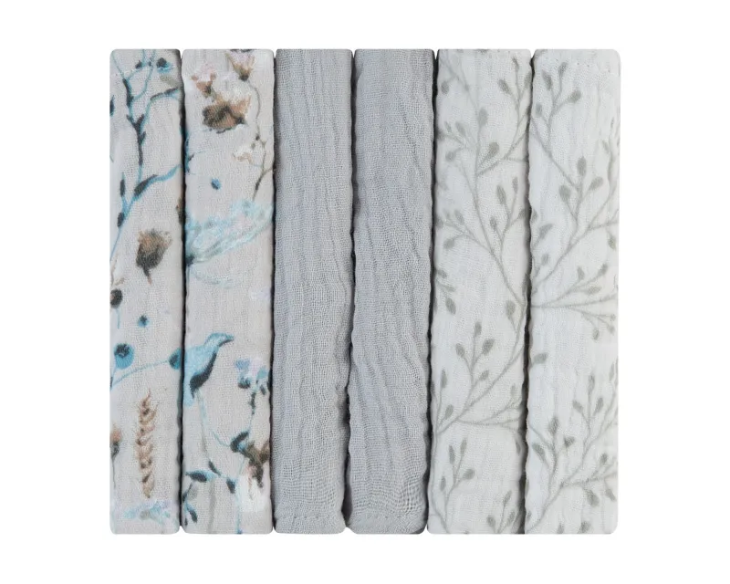 Комплект 6 бр муселинови кърпички 30х30 см Dreamy Fields Grey