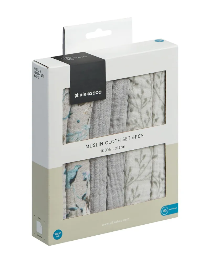 Комплект 6 бр муселинови кърпички 30х30 см Dreamy Fields Grey