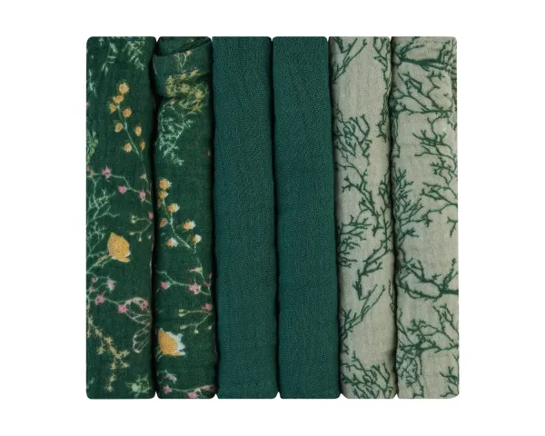 Комплект 6 бр муселинови кърпички 30х30 см Secret Garden Green