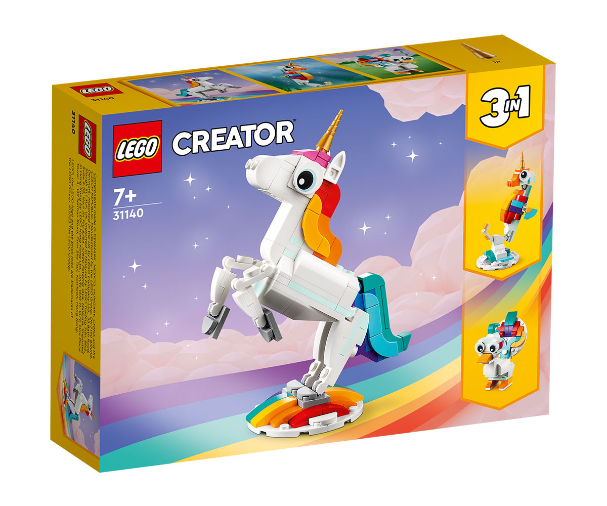 Конструктор LEGO Creator 31140 Магически еднорог „3 в 1“, 145 части