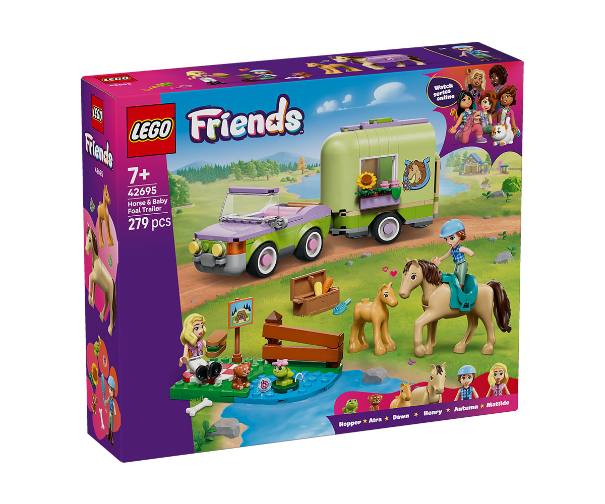LEGO Friends 42695 Ремарке за кон и бебе жребче