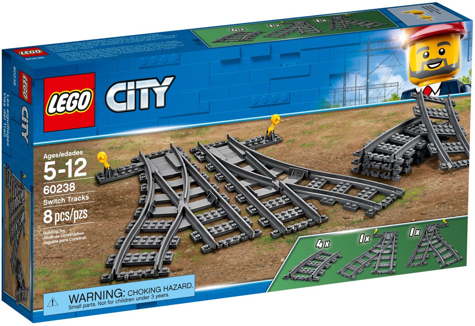 LEGO City 60238 Релси и стрелки – 4 извити релси