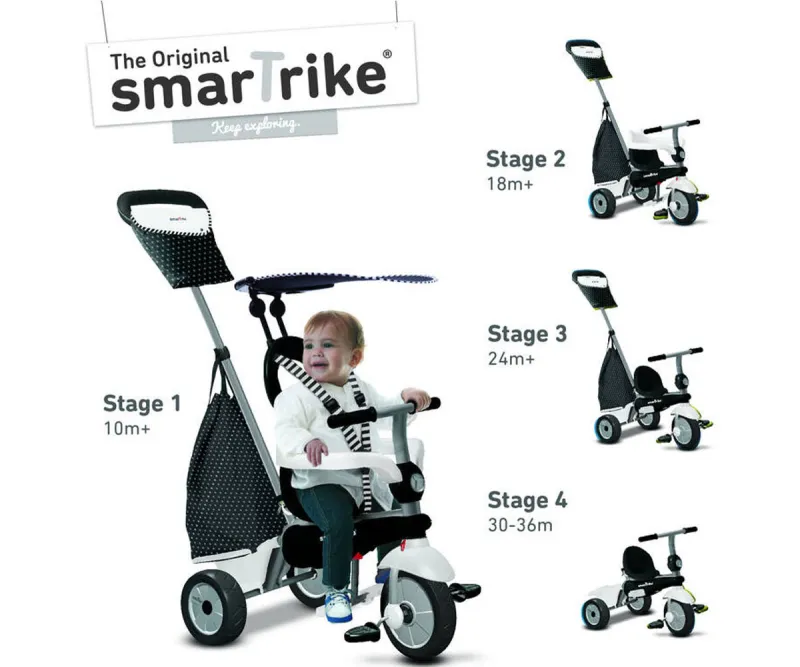 Триколка Smartrike Vanilla Plus 4-в-1, черно и бяло