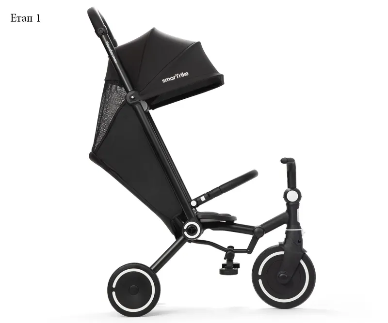 Сгъваема триколка Smartrike Wonder Max Jet Black, наклон 140°