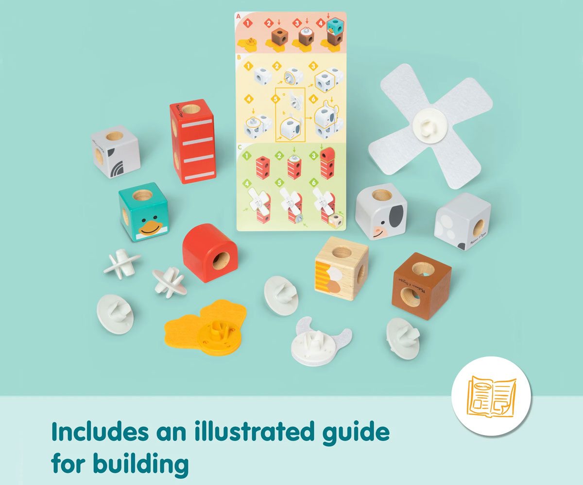 Melissa & Doug Blockables дървен комплект Ферма, 16 части