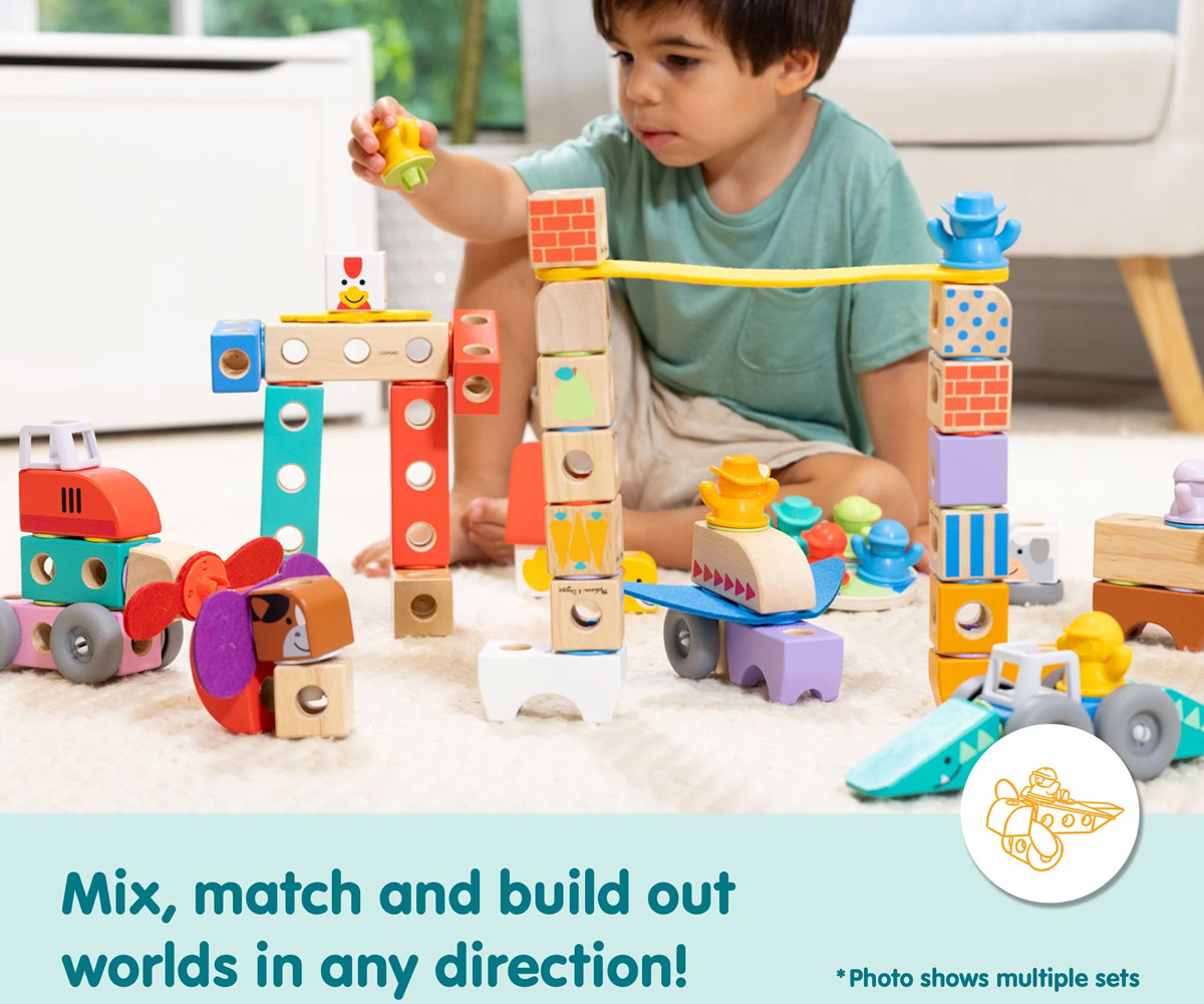 Melissa & Doug Blockables дървен комплект Ферма, 16 части