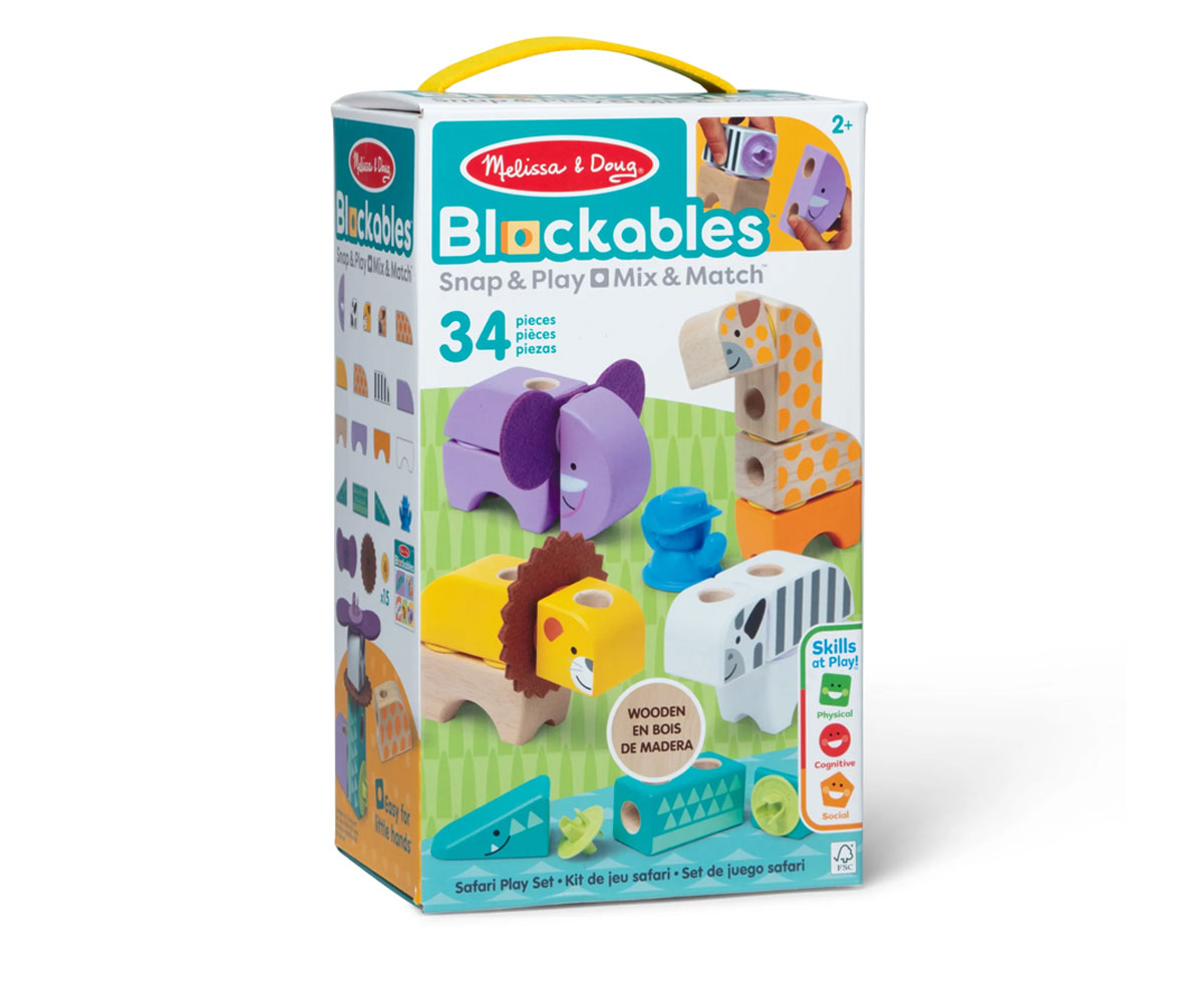 Melissa & Doug Blockables Сафари – дървени кубчета