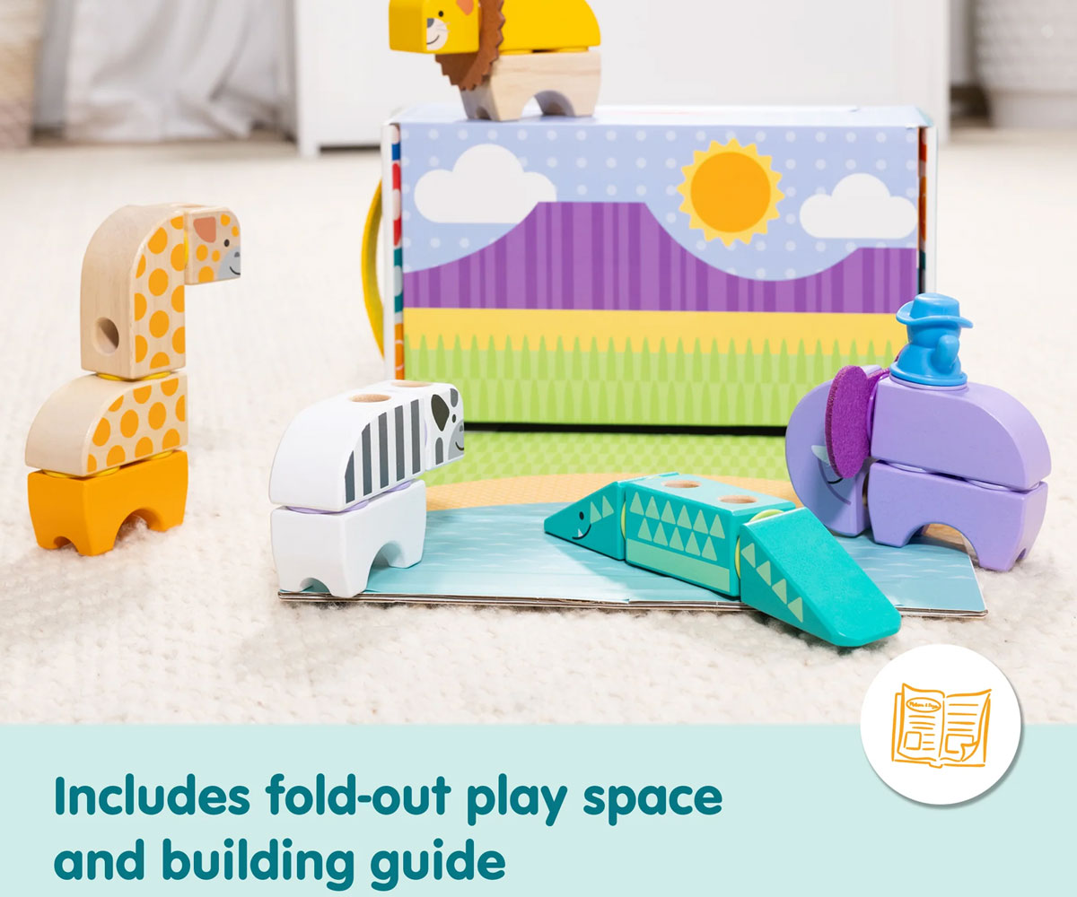 Melissa & Doug Blockables Сафари – дървени кубчета