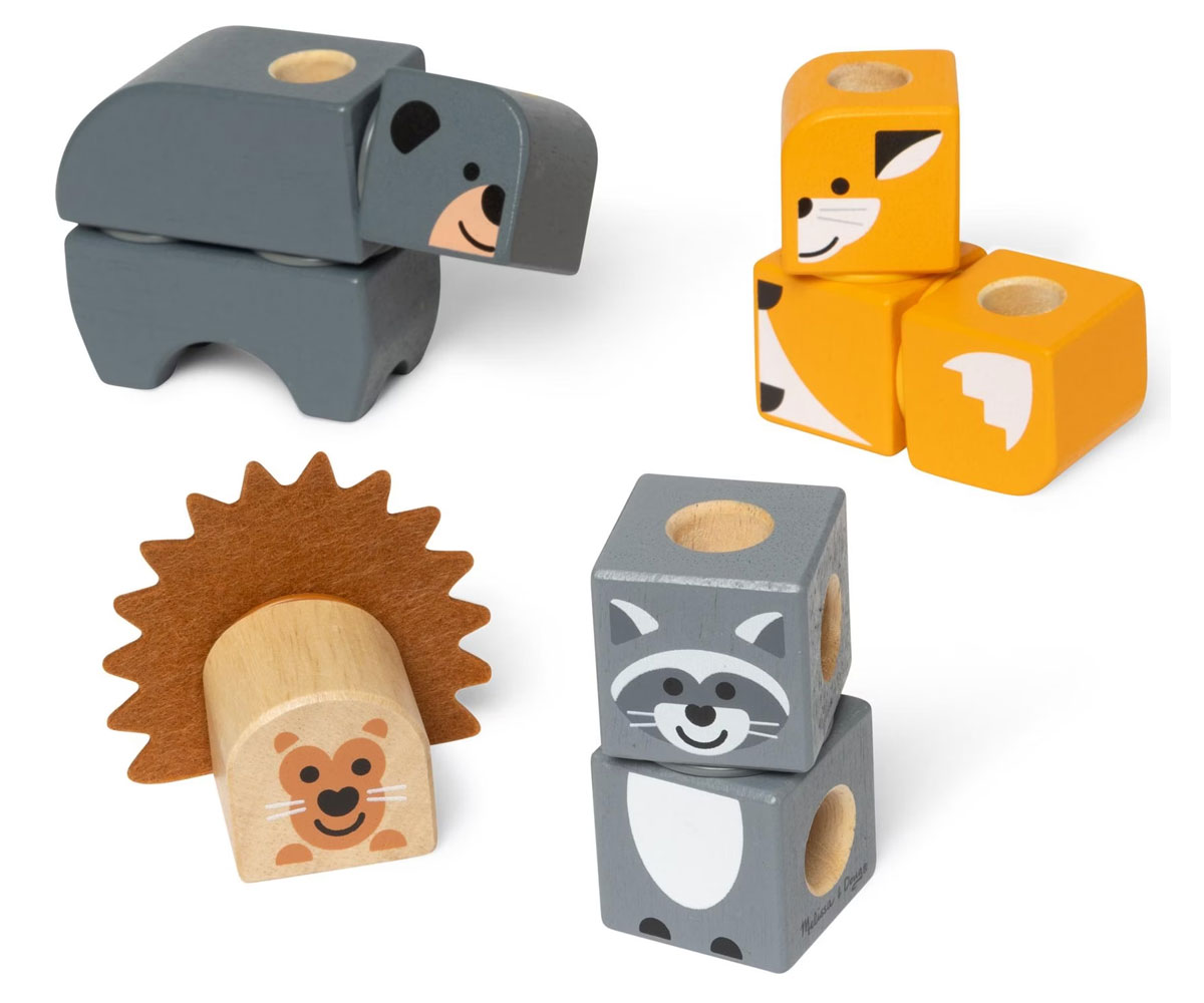 Melissa & Doug Blockables Животни – дървени кубчета, 9 блокчета