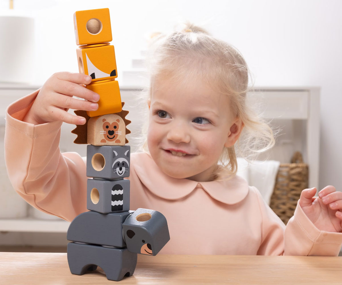 Melissa & Doug Blockables Животни – дървени кубчета, 9 блокчета