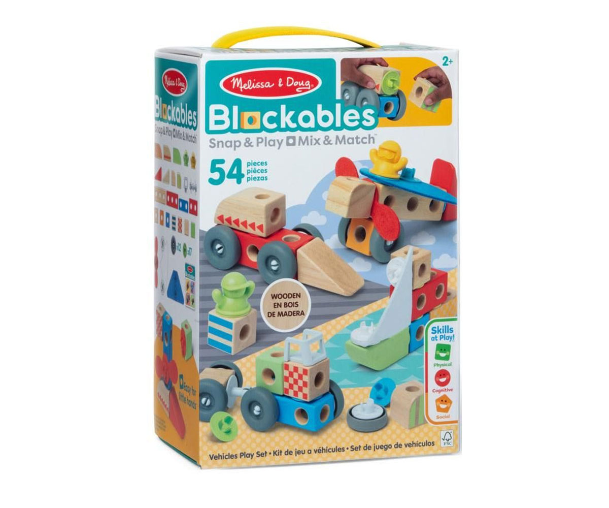 Melissa & Doug Blockables Животни – дървени кубчета, 9 блокчета
