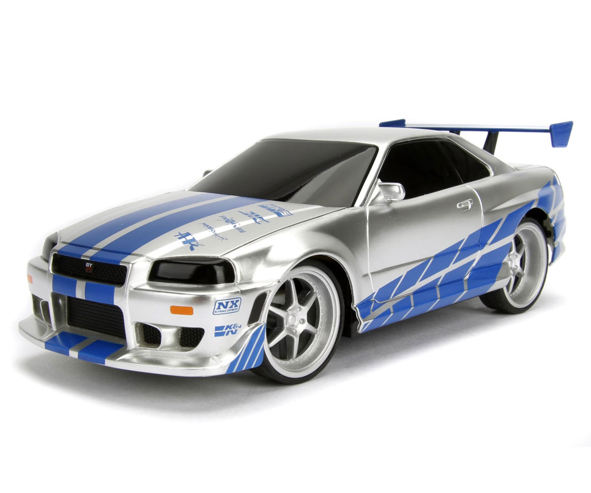 Радиоуправляем сребрист Nissan GT-R R34 Jada 1:24 от 2002 г.