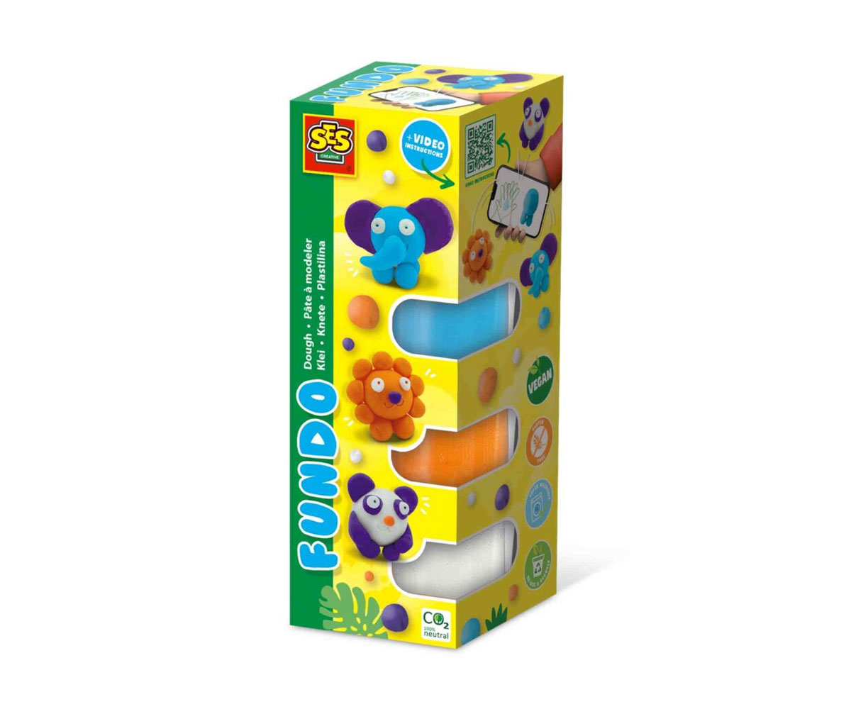 Пластилин SES FunDo Dough Животни във фермата, 3 x 90 г + 40 г