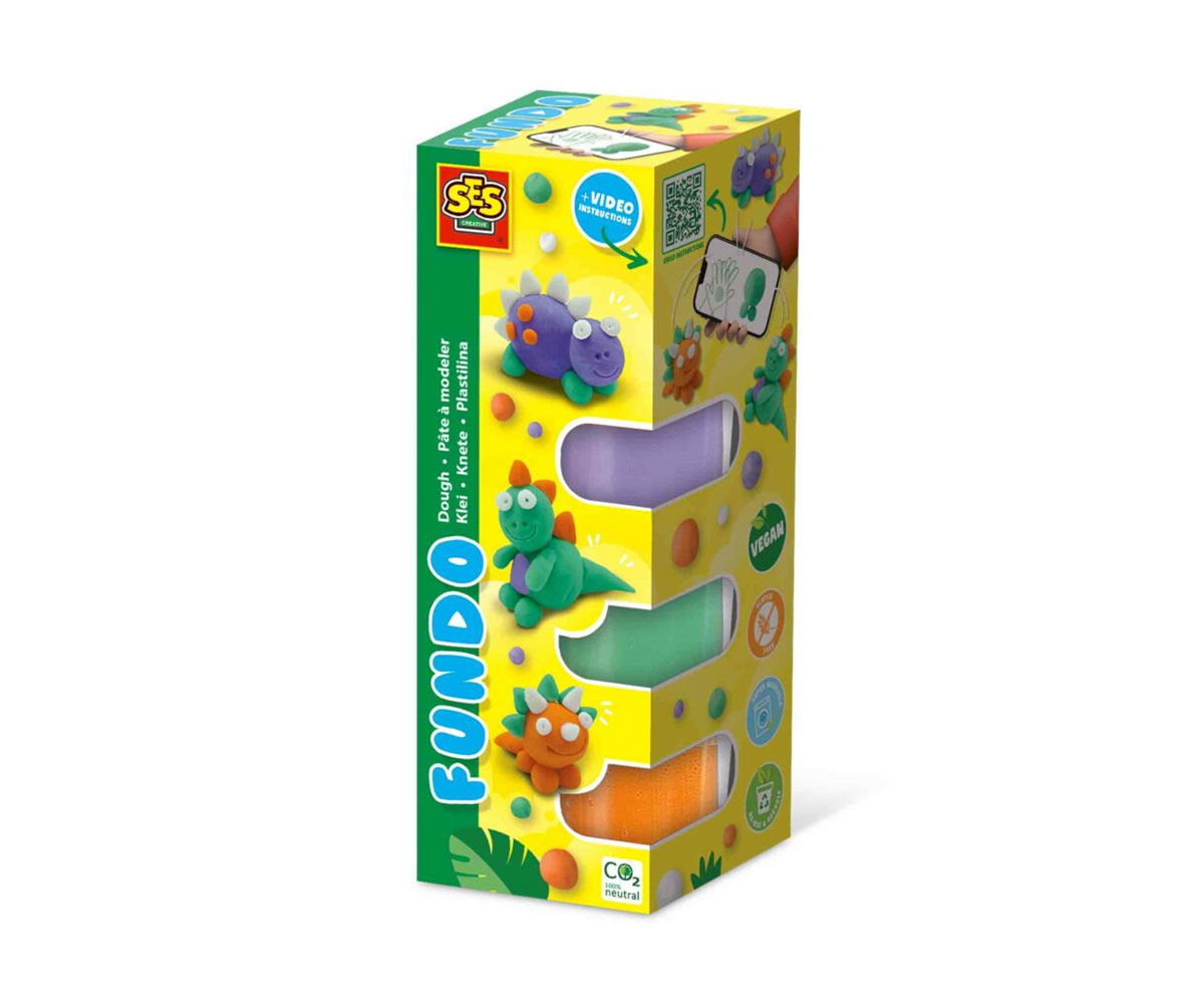 Пластилин SES FunDo Dough Динозаври, 3 x 90 г + 40 г