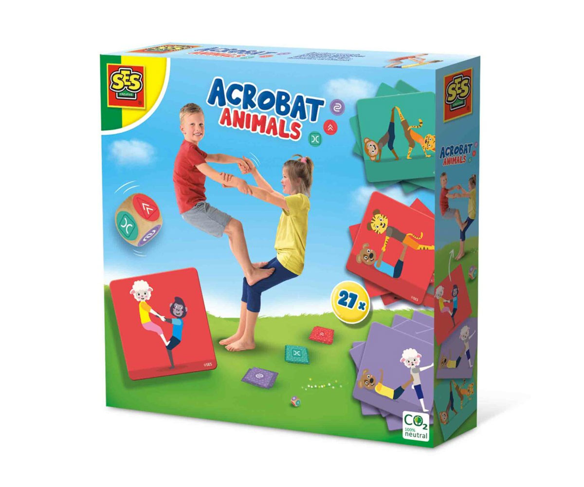 Игра SES Акробатични животни – 27 карти и дървено зарче