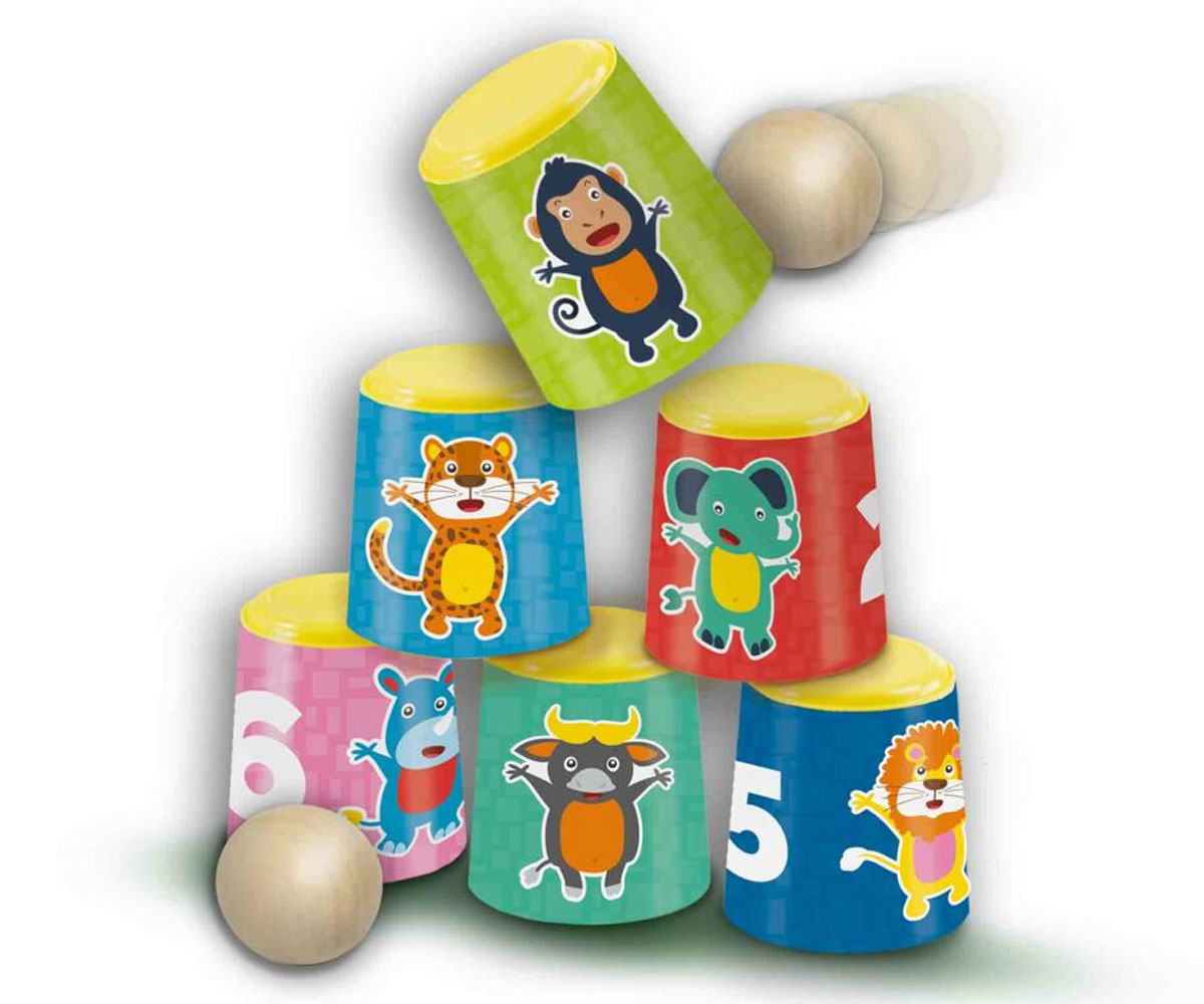 Игра SES за събаряне на кутийки – 6 чаши и 2 топки