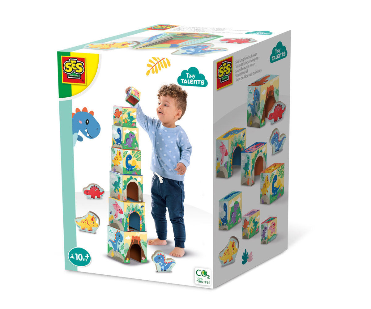 Кула от блокове SES Creative с динозаври, 10 м – 3 г.