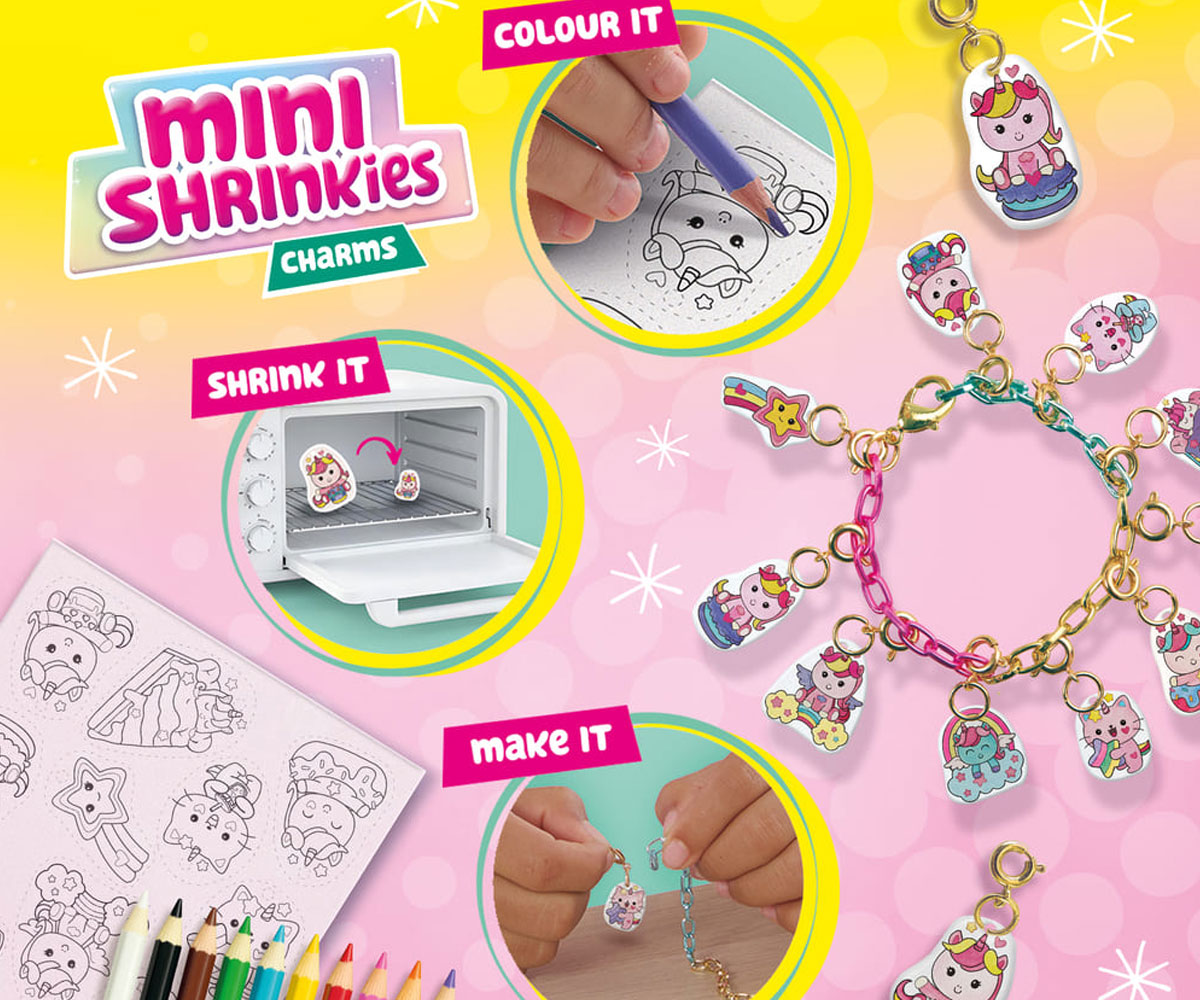 Гривни с талисмани SES Mini Shrinkies Unicorn Sweeties, 10 талисмана