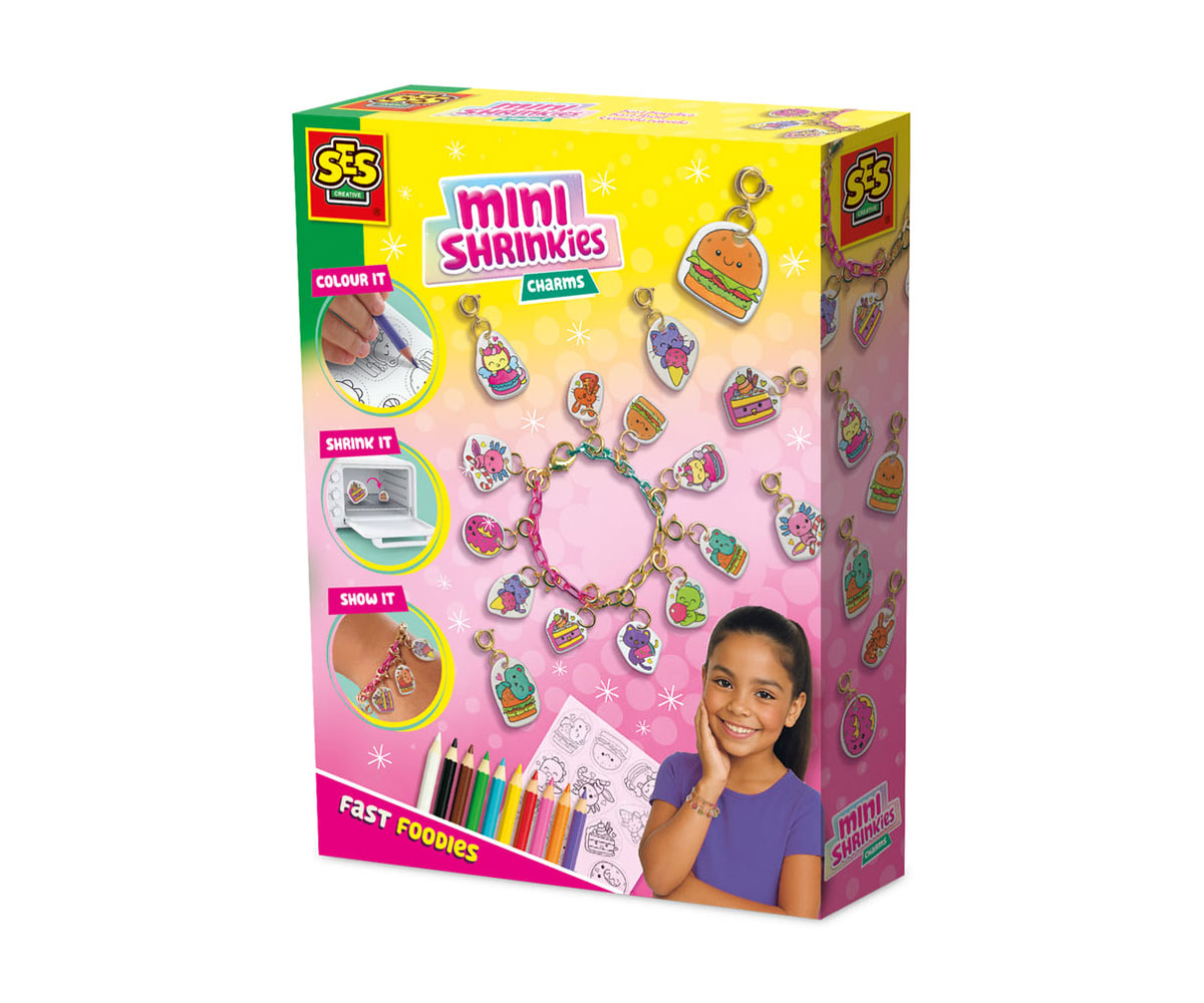 Гривни с талисмани SES Mini Shrinkies Fast Foodies, 10 талисмана