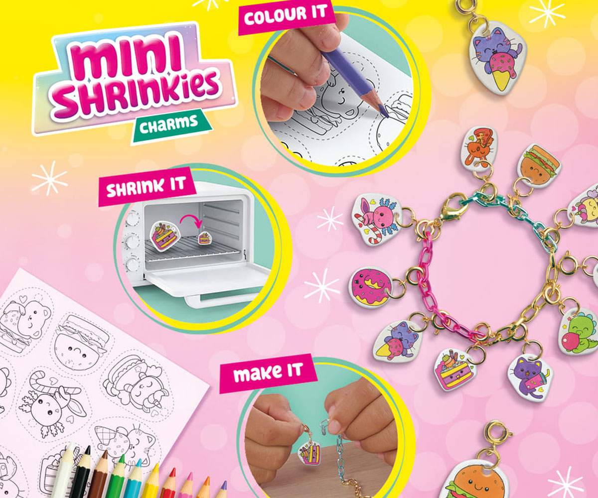 Гривни с талисмани SES Mini Shrinkies Fast Foodies, 10 талисмана