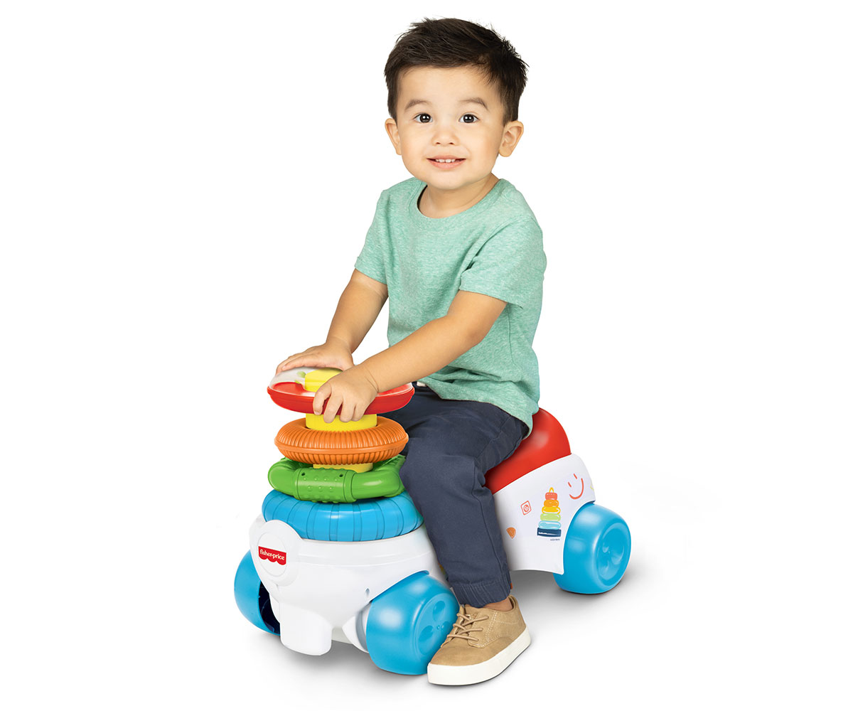 Кола за бутане Fisher-Price Rock-a-Stack с цветни рингове