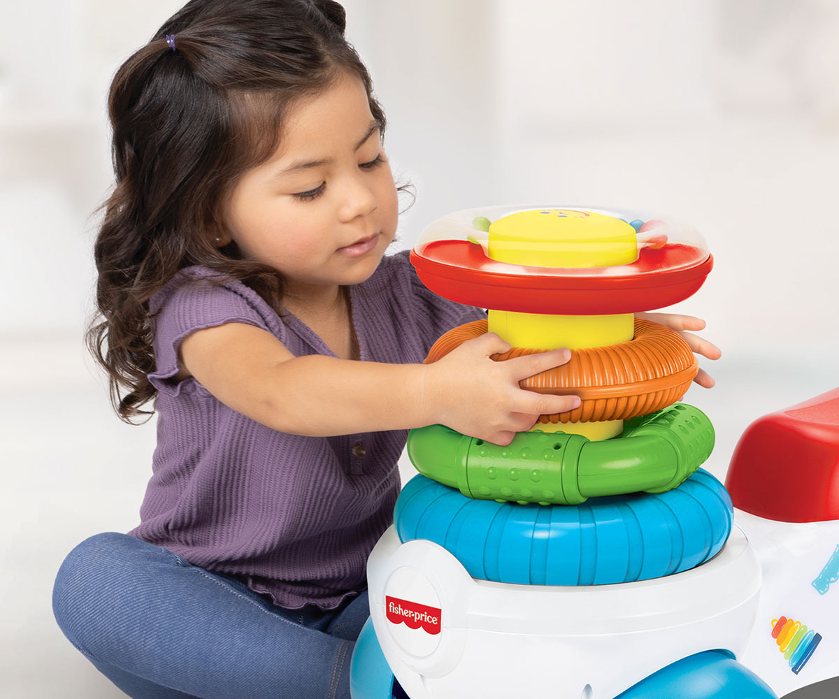 Кола за бутане Fisher-Price Rock-a-Stack с цветни рингове